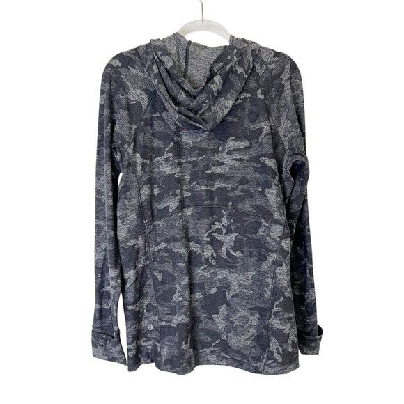 Lululemon Warm Stabilizer 1/2 Zip Hoodie Women’s Size 10 Gray Camo - Picture 2 of 10